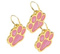 3pcs Gold Blank Metal Paw Print Dog Id Tag with Collar Ring | Zinc Alloy, Polished Shape, Value for PET Collars and Outdoor Play