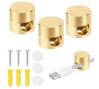 3pcs Gold Cable Anchors, Metal Phone Charger Cord Holders Cable Management Clips Multi-Function Aluminum Wire Organizer for Home Office Desktop Wall Nightstand