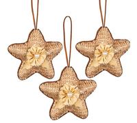 Gold Jute star 12cm - Christmas Tree Hanging Decorations Ornaments Themed,3pcs Shatchi Gold One Size