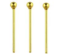 3pcs Gold Nose Stud Ball Sterling Silver Straight Pin Bendable Nostril Piercing (1.8MM)