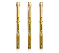 3Pcs Gold Pens Metallic for Writing Gold Gel Ink 1.0mm Fine Tip Pen for Black Paper Highlighter Ink Rollerball Pens for Artists Colouring Drawing Writing Sketching