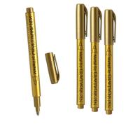 3PCS Gold Pens Metallic Pen Gold Marker Pens, Gel Pens Shiny Highlight Marker Pens Glittering Permanent Markers Gloss Wet Shine Effect Gold Writing Pen Marker Pens for Painting Card Making