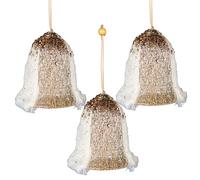3Pcs Gold Santa Bell 12cm - Christmas Tree Hanging Decorations Festive Decorative Ornaments Fairy Tale Themed Xmas Tree Pendant