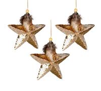 3Pcs Gold Sequin Star 15cm - Christmas Tree Hanging Decorations Festive Decorative Ornaments Fairy Tale Themed Xmas Tree Pendant