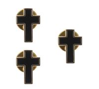 3pcs Golden Copper Cross Brooch with Secure Butterfly Clutch | Minimalist Polished Finish, Three-dimensional Look, Church and Baptism Ceremonies, Scarf Fabric or Handbag