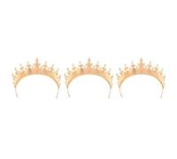 3pcs Golden King Crown for Men Zinc Alloy Medieval Costume Headwear