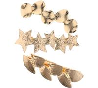 3pcs Golden Star Leaf Metal Hair Clips for Women, Vintage Cute | Retro Style, Adds Charm and Beauty, Ladies Hair Accessory, Golden Finish, Trendy Everyday Look