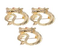 3pcs Golden Zinc Alloy Dragon Brooch Pins for Women | Vintage inspired medieval style, keeps clothing secure, fade resistant finish, for shawls or daily wear