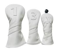 3pcs Golf Club Covers for Driver 3 Wood and Hybrids - White Golf Driver Headcover Fairway Wood Head Cover Hybrid Headcover Designed for All Brand (3pcs (1/3/ h))
