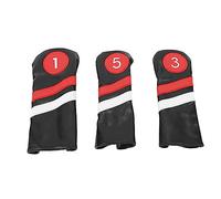 3Pcs Golf Club Head Covers, PU Golf Club Cover Set, Black Strong Protection Wear Golf Club Cap Cover with Thick Plush Inside, for Golfers Lovers, Delicate Meticulous