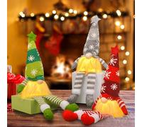 3PCS Gonk Light-Up Christmas Decoration, Swedish Santa Gnome with Glittery Hat, Christmas Inspired Gnomes, Gonk Elves for Indoor Holiday Decor (3PCS-b)
