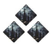 3PCS Gothic Happy Halloween Car Air Freshener Hanging Scented Cards Cute Black Car Fresheners Long Lasting New Cars Scents for Women Men Natural Air Freshener with Lanyard Automotive Freshies