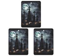 3PCS Gothic Happy Halloween Car Air Freshener Hanging Scented Cards Cute Gray Car Fresheners Long Lasting New Cars Scents for Women Men Natural Air Freshener with Lanyard Automotive Freshies