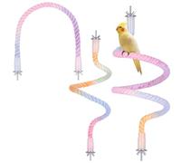 3Pcs Gradient Bendable Bird Perch Stand Set Climbing Rope Swing Playing Toys for Bird Cages Colorful Stand Rope for Parrots Cockatiels Budgies (Pink, one size)