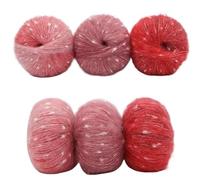 3pcs Gradient Dot Silk Mohair Yarn - Rainbow Sugar Bean Color, Soft Waxy Green Fleece Twisted Wool for Knitting and Crafting(Color4)