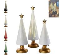 3PCS Gradient Glass Starry Night Tree with LED Lights, Festive Gingerbread Theme Decor for Resin Christmas Ornaments Craft Gift Decoration,Gradient Glass Christmas Tree, Home Holiday Decor (White)
