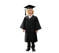 3pcs Graduation Set for Kids Gown Cap 2025 Tassel, Unisex Boys Girls Preschool Kindergarten Primary School Graduation Gown and Cap Dress Up Props Graduation Costume Black