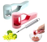 3Pcs Grape Cutter, Kitchen Gadgets 2026 New, Fruit Cutter and Slicer for Baby Food Preparation and Quick Salad Making, Efficient Meal Prep for Busy Schedules, Includes Blue Four-Slot Divider and Pink