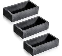 3Pcs Graphite Ingot Mould, Smelting Casting Moulds for Casting, Metal Cast Mould for Silver Gold Melting Casting Refining Crucible Copper Brass, 90 x 40 x 20 mm Inner Size, 1 kg Gold/ 500 g Sliver