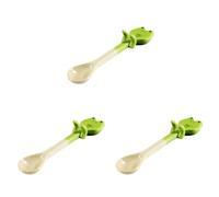 3pcs Green Cartoon Animal Ceramic Coffee Spoons, Mini Dessert Spoons for Kids, Hanging Hooks for Bowls and Cups, 11.6cm