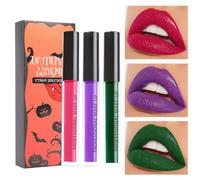 3Pcs Green Purple Red Liquid Lipstick Set- Gothic Lipstick/Black Lip Stain/High Pigment Velvet Lip Gloss Lip Stick Makeup for Halloween Cosplay Party Christmas (Set B)