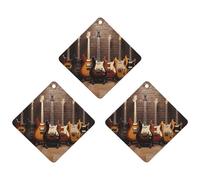 3PCS Guitar Collection Car Air Freshener Hanging Scented Cards Cute Black Car Fresheners Long Lasting New Cars Scents for Women Men Natural Air Freshener with Lanyard Automotive Freshies