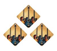 3PCS Guitar Collection Car Air Freshener Hanging Scented Cards Cute Black Car Fresheners Long Lasting New Cars Scents for Women Men Natural Air Freshener with Lanyard Automotive Freshies