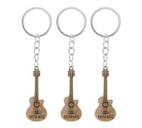 3pcs Guitar Keychain Beige Zinc Alloy Music Theme Bag Charm Ornament | Lightweight Keepsake, Polished Finish, Purse and Backpack Accent, Giftable Style for Couples and Music Lovers