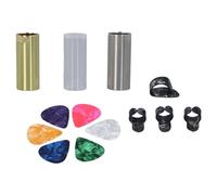 3pcs Guitar Slide Set, Superior Resonance and Warm Sound, Brass, Stainless Steel, Acrylic Slides with Thumb Finger Picks, for Acoustic Guitar and Bass Players, Box Included