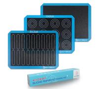 3PCs GUY DREAM Perforated Silicone Baking Mat 11-4/5" x 15-3/4" - 1 Choux Mat, 1 Eclair Mat and 1 Blank Mat for Baking - Steaming Mesh For Half Size Cooking Sheet - Non-Stick Reusable Oven Liner