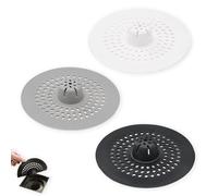 3PCS Hair Catcher For Shower Drain, Round Shower Drain Cover,Cover Mat for Kitchen Anti-cockroach, Anti-blocking Silicone Floor Drain Sticker for Shower Room Bathtubs Kitchen Sink Laundry Room