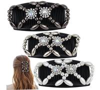 3PCS Hair Comb Slides, Elastic Beaded Double Comb Clips, Hair Accessories for Women Girls DIY Hairstyling..