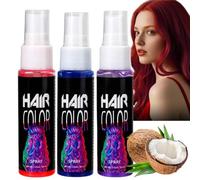 3pcs Hair Spray Colour,Temporary Coloured Hair Spray,Semi Permanent Hair Dye Spray,Washable One Time Hair Dye Spray,Temporary Vibrant Shades,Hair Color for Women,Hair Dye Stripper(Red+Blue+Purple)