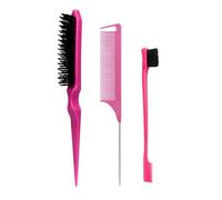 3Pcs Hair Styling Comb Brush Set Teasing Edge Tail for Edge Back Brushing Combing Black Mens and Brush Set for Hair and Beard
