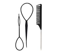 3Pcs Hair Tail Tools Loop Tool Set With French Braid Loop Comb Tools For Styling Braiding Comb Easy Black Braiding Quick