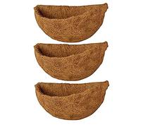 3PCS Half-Walled Hanging Plant Planter Baskets, Half Round Replacement Plant Basket Liners for Indoor Outdoor Hanging Basket Wall Flower Basket, Half Circle Wall Planter (12 inch)