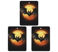 3PCS Halloween Bat Car Air Freshener Hanging Scented Cards Cute Black Car Fresheners Long Lasting New Cars Scents for Women Men Natural Air Freshener with Lanyard Automotive Freshies