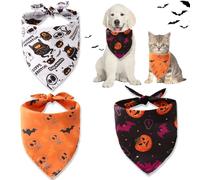 3Pcs Halloween Dog Bandannas, Dog Halloween Scarf Presents, Halloweens Pumpkin Bat Ghost Spider Web Pattern Bandanas, Pet Triangle Scarf for Medium Dogs Halloweens Party Dress Up Accessories