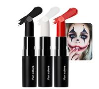 3Pcs Halloween Face Paint Sticks Set for Kids & Adults,SFX Matte Lipstick Set with White Black Red Grease Paint Stick,Waterproof Face Body Paints for Zombie Vampire Clown Cosplay