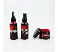 3PCS Halloween Fake Blood Makeup Kit, Fake Blood Spray + Dripping Blood + Coagulated Gel Blood, Realistic Washable Fake Blood Set for Vampire Zombie Monster Cosplay Clothes Dress Up