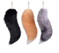 3PCS Halloween Foxtail Keychain Set Stylish Faux Fur Bag Charm Pendant Keyring Oversized Soft Accessories Faux Fur Pendant, フリーサイズ