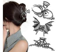 3Pcs Halloween Hair Clip Spider Net Bat Claw Clips accessories Hair Styling Women Girls Gothic Metal Spooky Holiday Party Gifts For Thick Thin Gun Black
