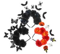 3pcs Halloween Headband Spooky Bat Spider Costume Hair Accessory | Cloth Adjustable Design, Themed Photoshoots and Photo Booth, for Adults Performers and Day of Dead