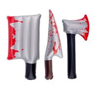 3pcs Halloween Inflatable Bloody Weapons, Funny Trick Toys with Knife, Axe and Cleaver Inflatable Props Set for Cosplay, Horror Halloween Party Decorations, Prank Supplies
