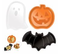 3pcs Halloween Party Serving Trays,Plastic Dessert Pumpkin Ghost Bat Candy Snack Plates,Serving Platters Farmhouse Trays for Halloween Party Decor,Festive Halloween Tableware Party Supplies