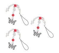 3pcs Halloween Phone Charm Strap for Phone, Punk Style Metal Plastic | Butterfly Cross Decoration, Retro Subcultural Look, Festive Accent for Teens, Resist Fading