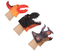 3pcs Halloween Realistic Rubber Dinosaur Hand Puppet Animal Head Dinosaur Cognition Educational Prop