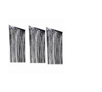 3pcs Halloween Season Party Background Curtain Black Plastic Door | Horror Decor, Tassel Garland Decorations, Outdoor Hanging Halloween Decorations, Classic Style for Doorway