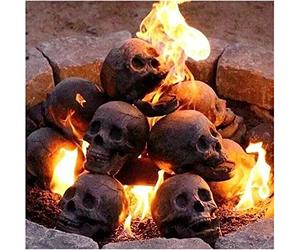 3PCS Halloween Skull Log, Ceramic Human Skull Fireproof Fire Pit Decoration for Bonfire Campfire Fireplace Firepit, Durable Reusable Skulls Log Terrifying Halloween Decor for Gas Propane Wood Fires
