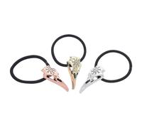 3pcs Halloween Skull Raven Hair Tie Alloy Viking Gothic Accessory | Vintage Classic Design, Quick Hairstyling, for Thick Hair Braids, Carnival and Viking Cosplay